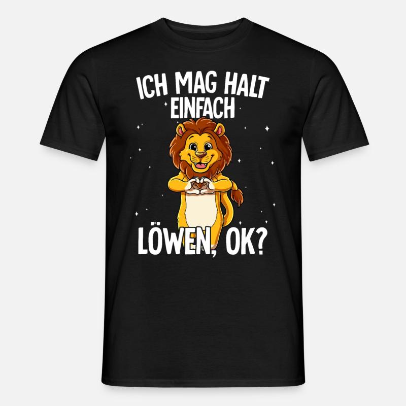 Ich mag halt einfach Löwen - Männer T-Shirt - Schwarz