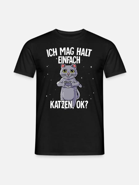 Ich mag halt einfach Katzen - Männer T-Shirt - Schwarz
