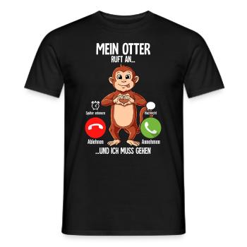 Mein Affe Ruft An - Männer T-Shirt - Schwarz - Vorne - AI Model Male 178 light (178cm)