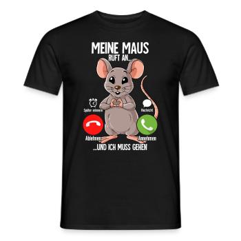 Mein Maus Ruft An - Männer T-Shirt - Schwarz - Vorne - AI Model Male 178 light (178cm)