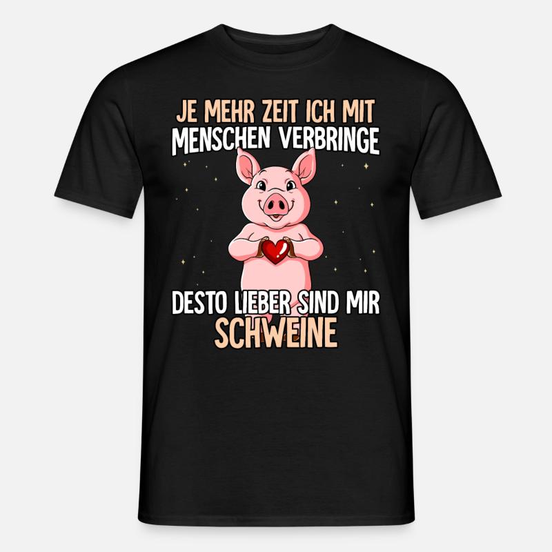 Schweinchen - Männer T-Shirt - Schwarz