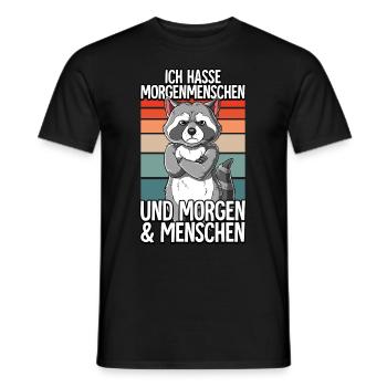 Ich Hasse Morgenmenschen Waschbär - Männer T-Shirt - Schwarz - Vorne - AI Model Male 178 light (178cm)