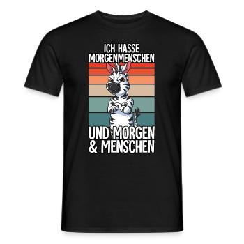 Ich Hasse Morgenmenschen Zebra - Männer T-Shirt - Schwarz - Vorne - AI Model Male 178 light (178cm)