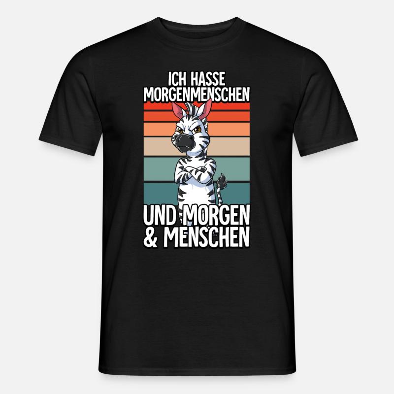 Ich Hasse Morgenmenschen Zebra - Männer T-Shirt - Schwarz
