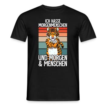Ich Hasse Morgenmenschen Tiger - Männer T-Shirt - Schwarz - Vorne - AI Model Male 178 light (178cm)