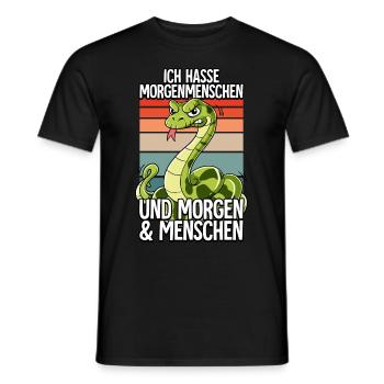 Ich Hasse Morgenmenschen Schlange - Männer T-Shirt - Schwarz - Vorne - AI Model Male 178 light (178cm)