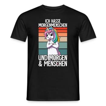 Ich Hasse Morgenmenschen Einhorn - Männer T-Shirt - Schwarz - Vorne - AI Model Male 178 light (178cm)