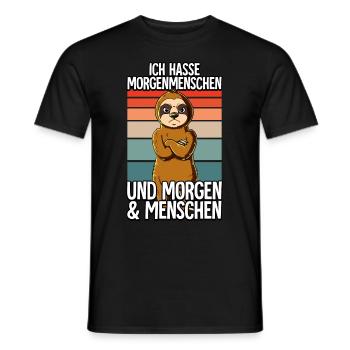 Ich Hasse Morgenmenschen Faultier - Männer T-Shirt - Schwarz - Vorne - AI Model Male 178 light (178cm)