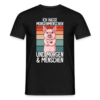 Ich Hasse Morgenmenschen Schwein - Männer T-Shirt - Schwarz - Vorne - AI Model Male 178 light (178cm)
