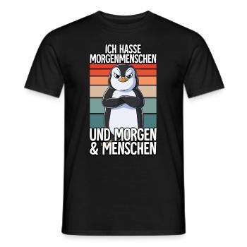 Ich Hasse Morgenmenschen Pinguin - Männer T-Shirt - Schwarz - Vorne - AI Model Male 178 light (178cm)