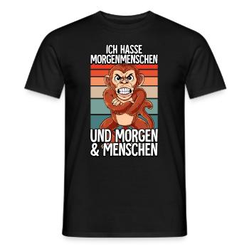 Ich Hasse Morgenmenschen Affe - Männer T-Shirt - Schwarz - Vorne - AI Model Male 178 light (178cm)
