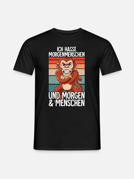 Ich Hasse Morgenmenschen Affe - Männer T-Shirt - Schwarz