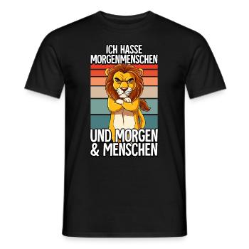 Ich Hasse Morgenmenschen Löwe - Männer T-Shirt - Schwarz - Vorne - AI Model Male 178 light (178cm)
