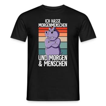 Ich Hasse Morgenmenschen Nilpferd - Männer T-Shirt - Schwarz - Vorne - AI Model Male 178 light (178cm)