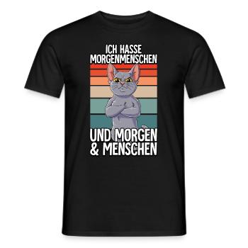 Ich Hasse Morgenmenschen Katze - Männer T-Shirt - Schwarz - Vorne - AI Model Male 178 light (178cm)