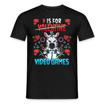 V Is For Video Games Valentinstag Gamer - Männer T-Shirt - Schwarz - Vorne - AI Model Male 178 light (178cm)