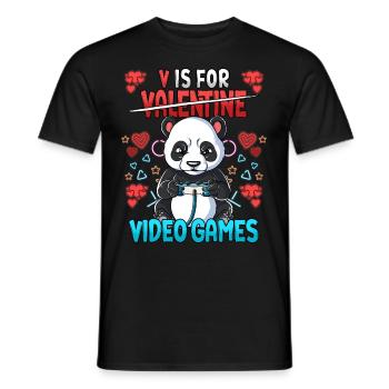 V Is For Video Games Valentinstag Gamer - Männer T-Shirt - Schwarz - Vorne - AI Model Male 178 light (178cm)
