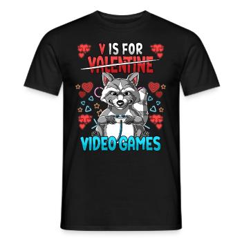 V Is For Video Games Valentinstag Gamer - Männer T-Shirt - Schwarz - Vorne - AI Model Male 178 light (178cm)
