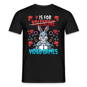 V Is For Video Games Valentinstag Gamer - Männer T-Shirt - Schwarz - Vorne - AI Model Male 178 light (178cm)
