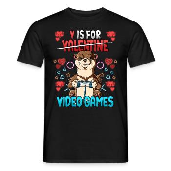 V est pour les jeux vidéo Valentine’s Day Gamer - T-shirt homme - noir - Devant - AI Model Male 178 light (178cm)