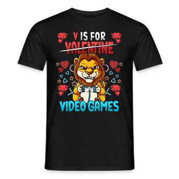V Is For Video Games Valentinstag Gamer - Männer T-Shirt - Schwarz - Vorne - AI Model Male 178 light (178cm)