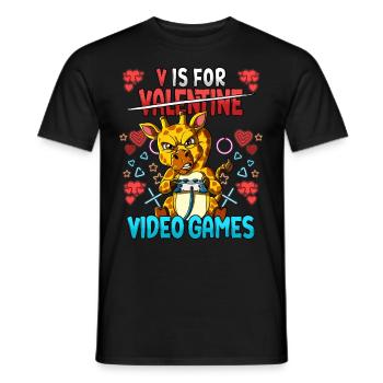 V Is For Video Games Valentinstag Gamer - Männer T-Shirt - Schwarz - Vorne - AI Model Male 178 light (178cm)