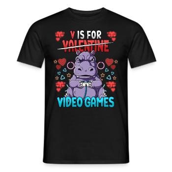 V Is For Video Games Valentinstag Gamer - Männer T-Shirt - Schwarz - Vorne - AI Model Male 178 light (178cm)