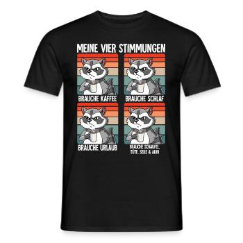 Meine 4 Stimmungen Kaffee Waschbär - Männer T-Shirt - Schwarz - Vorne - AI Model Male 178 light (178cm)