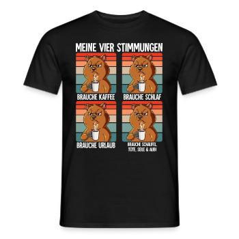 Meine 4 Stimmungen Kaffee Quokka - Männer T-Shirt - Schwarz - Vorne - AI Model Male 178 light (178cm)