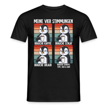 Meine 4 Stimmungen Kaffee Pinguin - Männer T-Shirt - Schwarz - Vorne - AI Model Male 178 light (178cm)