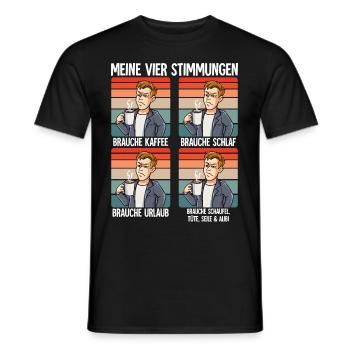 Meine 4 Stimmungen Kaffee Mann - Männer T-Shirt - Schwarz - Vorne - AI Model Male 178 light (178cm)