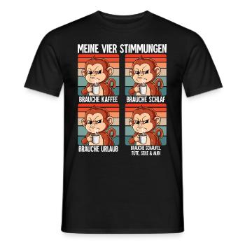 Meine 4 Stimmungen Kaffee Affe - Männer T-Shirt - Schwarz - Vorne - AI Model Male 178 light (178cm)