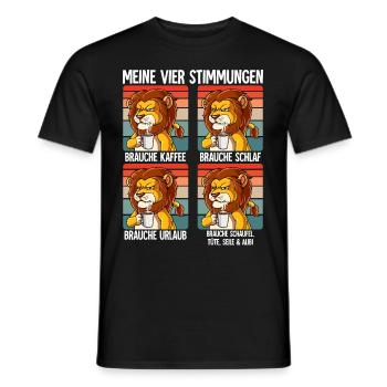 Meine 4 Stimmungen Kaffee Löwe - Männer T-Shirt - Schwarz - Vorne - AI Model Male 178 light (178cm)