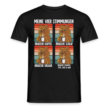 Meine 4 Stimmungen Kaffee Bär - Männer T-Shirt - Schwarz - Vorne - AI Model Male 178 light (178cm)