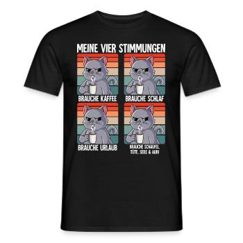 Meine 4 Stimmungen Kaffee Katze - Männer T-Shirt - Schwarz - Vorne - AI Model Male 178 light (178cm)