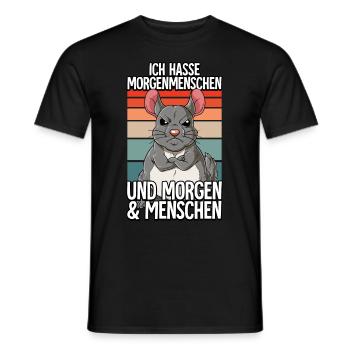 Ich Hasse Morgenmenschen Chinchilla - Männer T-Shirt - Schwarz - Vorne - AI Model Male 178 light (178cm)