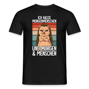 Ich Hasse Morgenmenschen Igel - Männer T-Shirt - Schwarz - Vorne - AI Model Male 178 light (178cm)