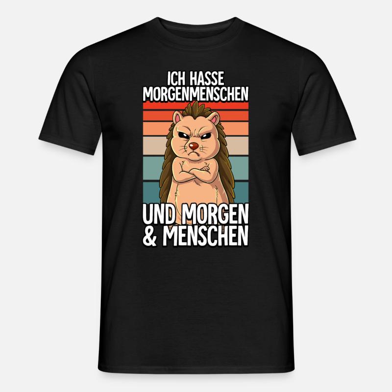 Ich Hasse Morgenmenschen Igel - Männer T-Shirt - Schwarz