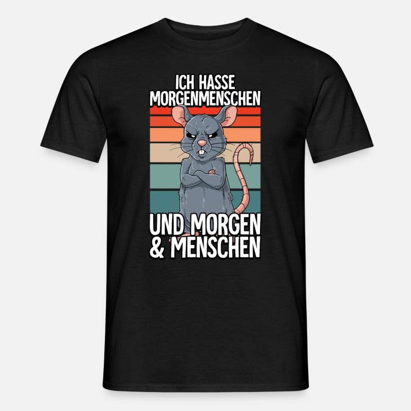 Ich Hasse Morgenmenschen Ratte - Männer T-Shirt - Schwarz