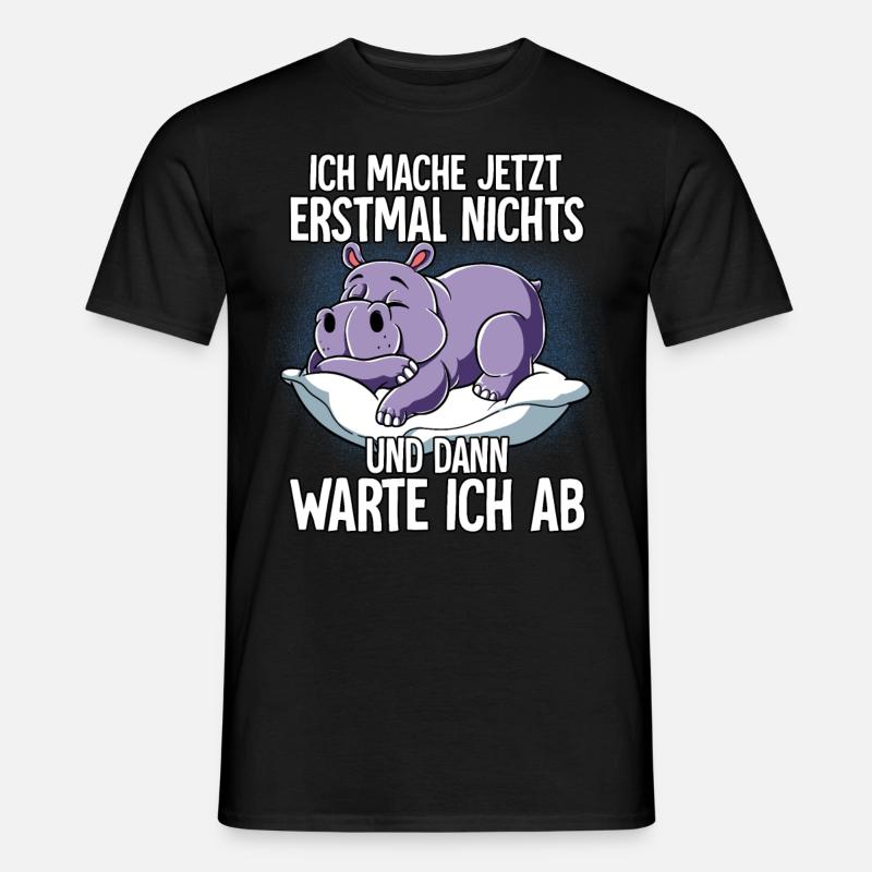 Langschläfer Nilpferd Müde Schlaf - Männer T-Shirt - Schwarz