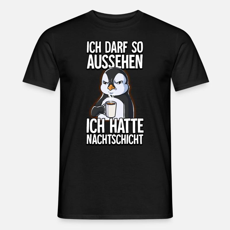 Ich Hatte Nachtschicht Kaffee Pinguin - Männer T-Shirt - Schwarz