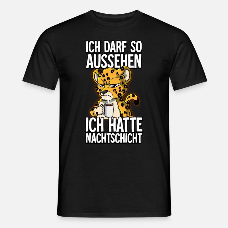 Ich Hatte Nachtschicht Kaffee Leopard - Männer T-Shirt - Schwarz