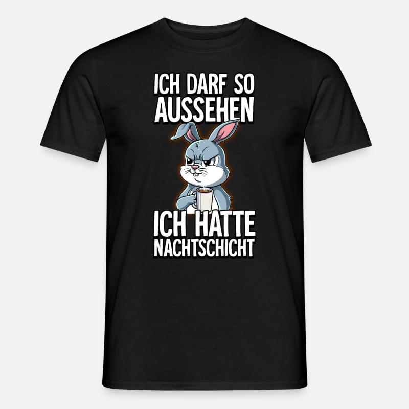 Ich Hatte Nachtschicht Kaffee Hase - Männer T-Shirt - Schwarz