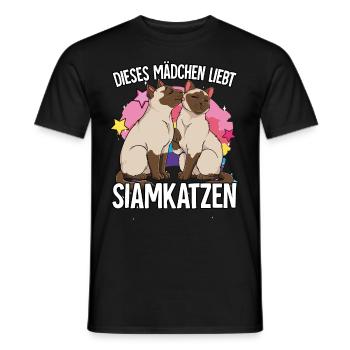 Dieses Mädchen liebt Siamkatzen - Männer T-Shirt - Schwarz - Vorne - AI Model Male 178 light (178cm)