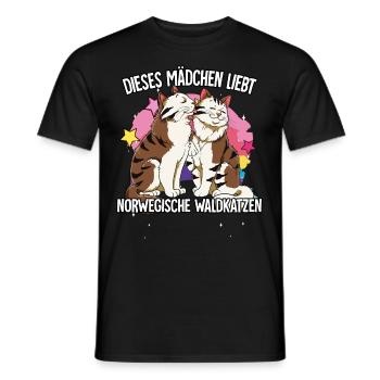Dieses Mädchen liebt Norwegische Waldkatzen - Männer T-Shirt - Schwarz - Vorne - AI Model Male 178 light (178cm)
