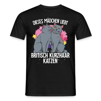 Dieses Mädchen liebt Britisch Kurzhaar Katzen - Männer T-Shirt - Schwarz - Vorne - AI Model Male 178 light (178cm)
