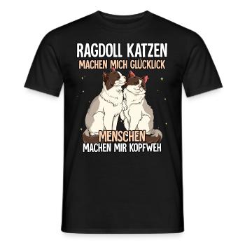Ragdoll Katzen - Männer T-Shirt - Schwarz - Vorne - AI Model Male 178 light (178cm)