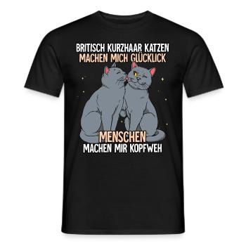 Britisch Kurzhaar Katzen - Männer T-Shirt - Schwarz - Vorne - AI Model Male 178 light (178cm)