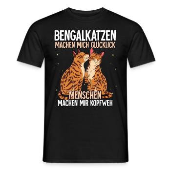 Bengalkatzen - Männer T-Shirt - Schwarz - Vorne - AI Model Male 178 light (178cm)