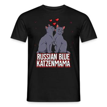 Russisch Blau Katzen Mama - Männer T-Shirt - Schwarz - Vorne - AI Model Male 178 light (178cm)